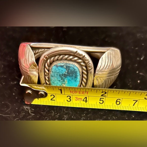 Opulent Vintage American Navajo Sterling and Carico Lake Turquoise. Hand made. - Picture 15 of 16